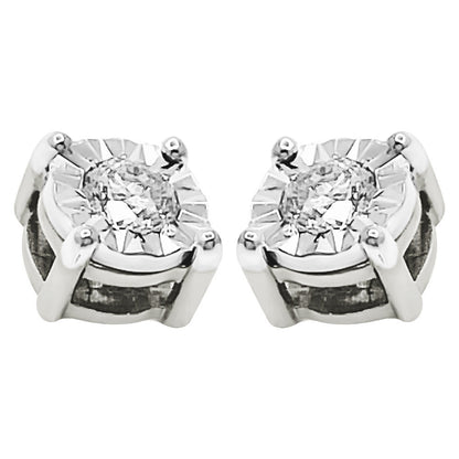 Diamond Stud Earrings Miracle Setting 10K White or Yellow Gold