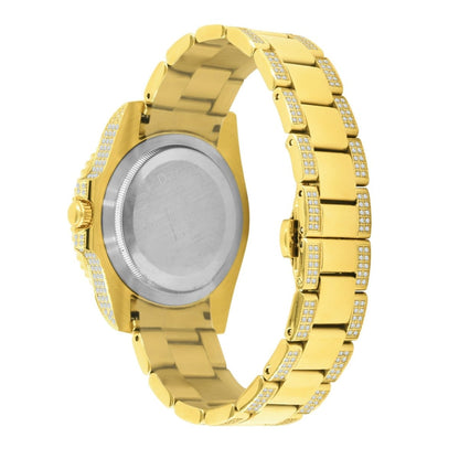 Divers CZ Black Dial Date Edge Link Iced Out Watch