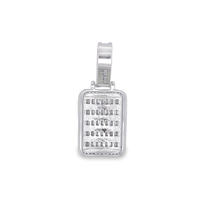 Dog Tag Mini Baguette VVS Moissanite Pendant .925 Sterling Silver