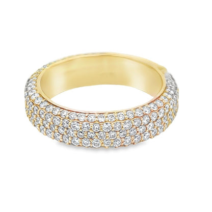 Domed 5 Row Eternity Band VS Diamond Ring 2.77cttw 14K Yellow Gold