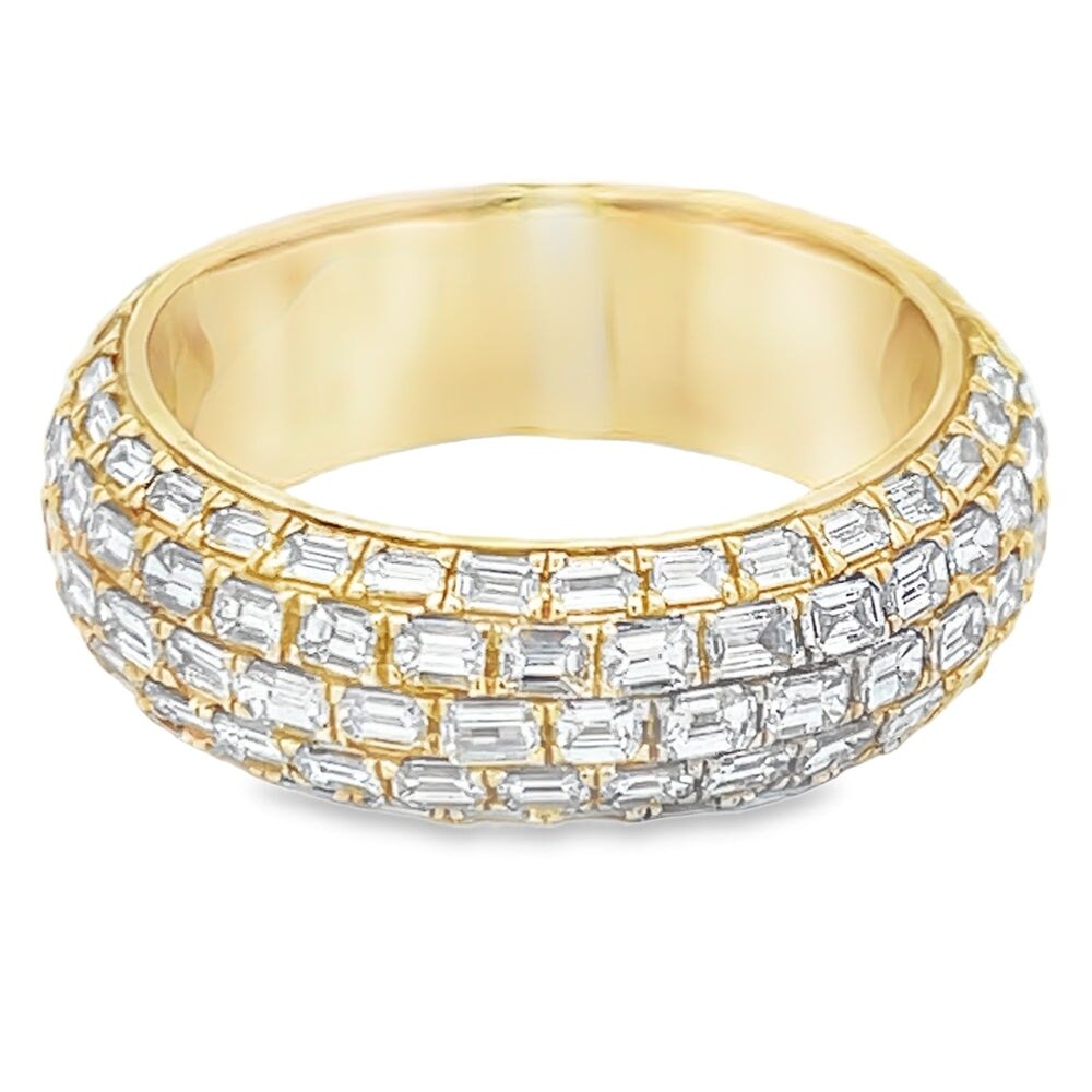 Domed Emerald Cut Eternity Band Diamond Ring 3.46cttw 14K Yellow Gold