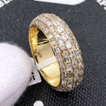 Domed Emerald Cut Eternity Band Diamond Ring 3.46cttw 14K Yellow Gold