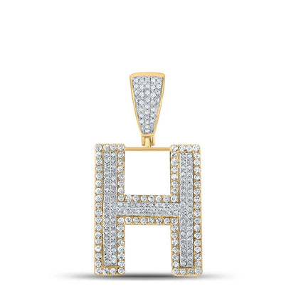 Double Block Letter Initial Diamond Pendant A-Z 10K Yellow Gold