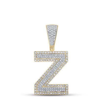 Double Block Letter Initial Diamond Pendant A-Z 10K Yellow Gold