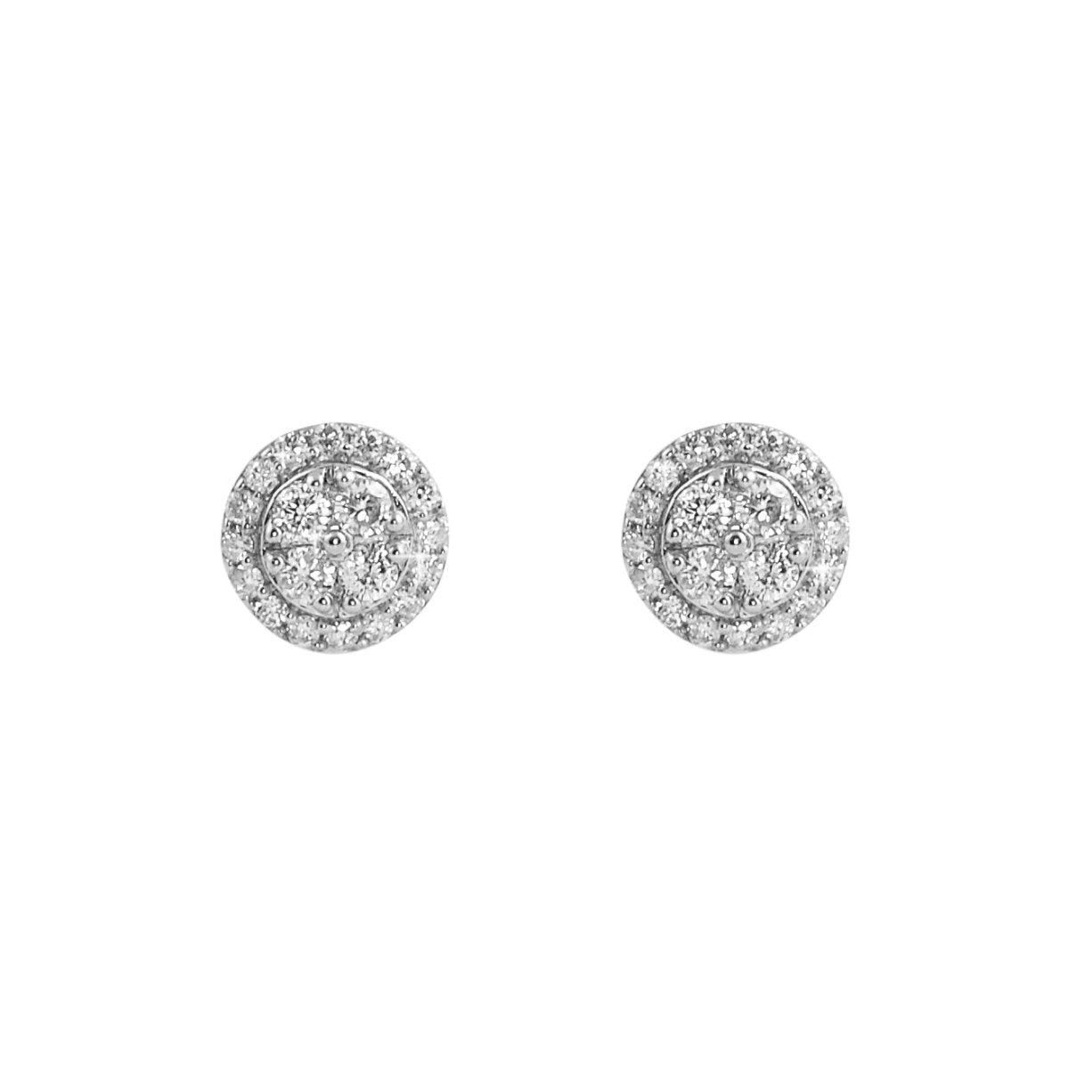 Double Circle Diamond Earrings .45cttw 10K Yellow Gold