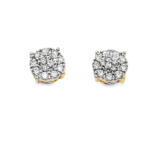Double Circle Diamond Earrings .50cttw 14K Yellow Gold